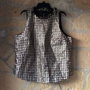 J Crew black and gold plaid blouse
